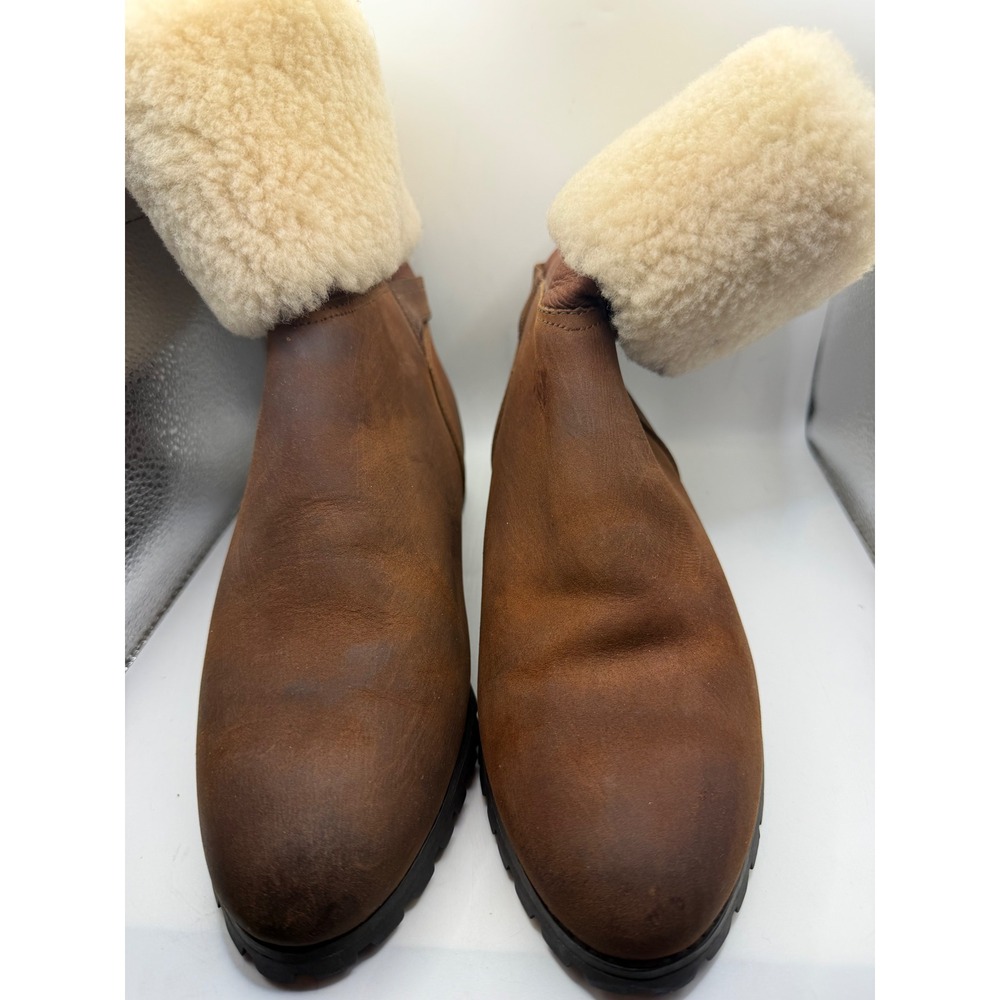 Timberland Authentics Teddy Fleece Fold Down Brown Leather Boots 84354 Womens 9